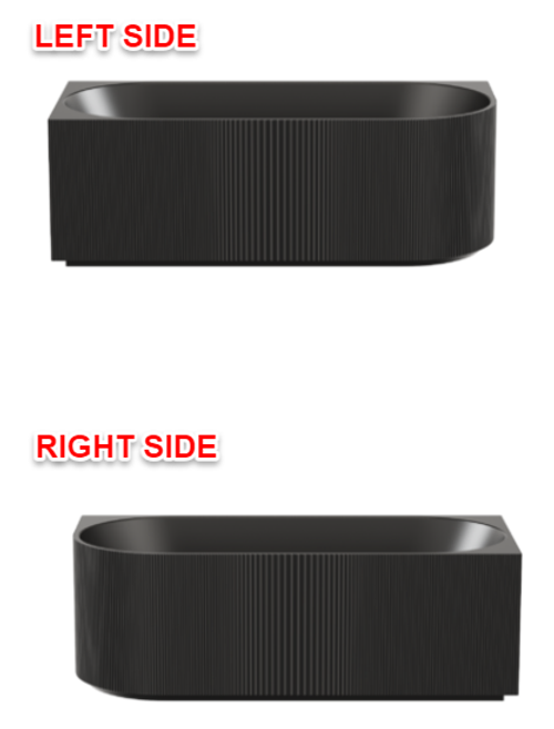 Capri Fluted Oval Freestanding Corner Bath Gloss White , Matt White and Matt Black