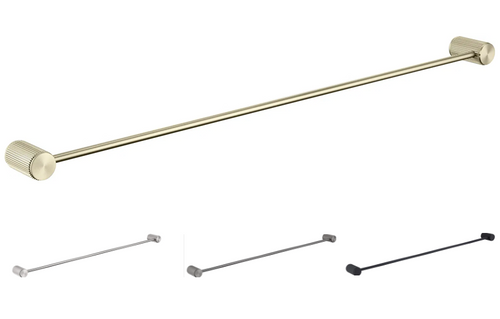 Mica Fluted Stainless Steel Single Towel Rail  - 800mm  Matt Black , Brushed Nickel, Gun Metal Grey or French Gold