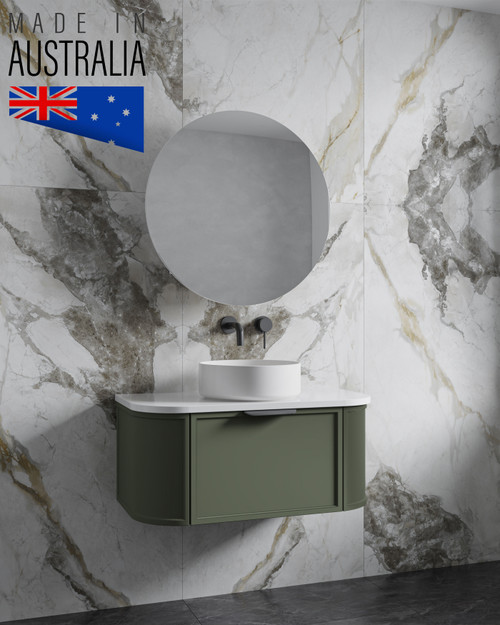 Seaford Curved Rouned Fluted Corner 750 Mm Vanity - Optional Stone Bench Top - ALL DRAWERS