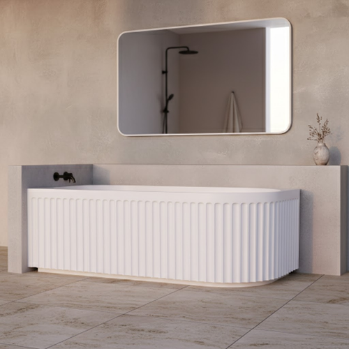 Corinthian Fluted Corner Free Standing Bathtub - GLOSS WHITE 1500 1700
