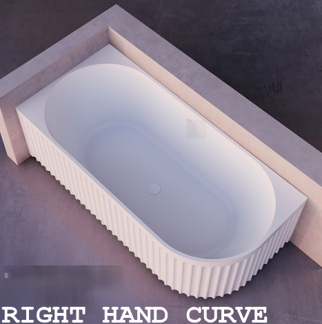 Oviedo Fluted Corner Free Standing Bathtub - GLOSS WHITE 1500 1700MM