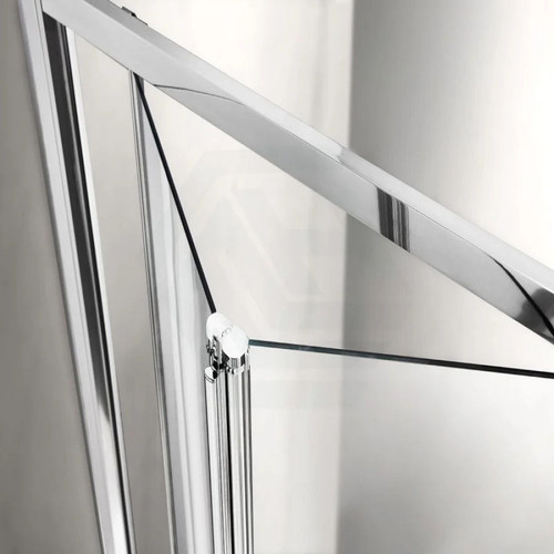 Semi Frameless Bi-Fold Sliding Swing Door Shower Screen Wall to Wall - Small Area - Chrome & Black