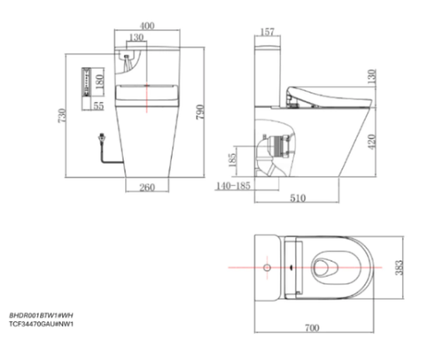 Dara BTW Wall Faced Toilet Rimless Toilet Suite with S5 TOTO Washlet Package    