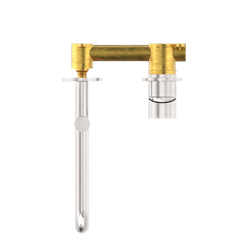 Mecca Wall Basin Bath Mixer Sweivel Spout 225mm Brushed Nickel