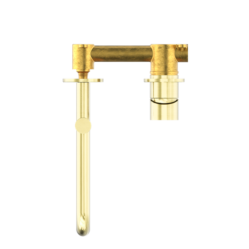 Mecca Wall Basin Bath Mixer Sweivel Spout 225mm Brushed Gold