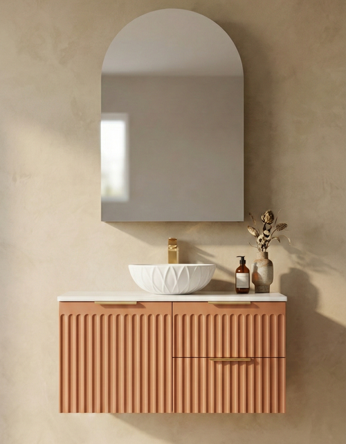 CORINTHIAN Twin Fluted Wall Hung Vanity 900mm - Optional Stone Bench Top