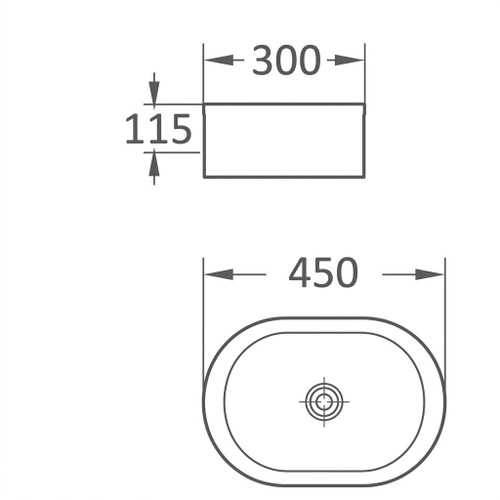 Oval Gloss White Basin 450x300x115mm 