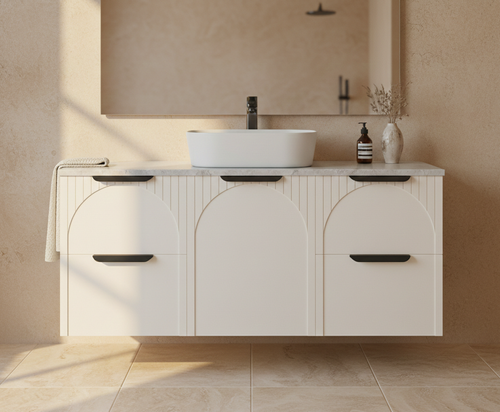 ARCPOLY Arch SATIN WHITE Wall Hung Vanity 1200 mm - Optional Stone Bench Top & Basin 