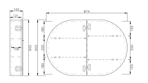 Paris Oval Led Back Lit Shaving Cabinet Matt White or Matt Black