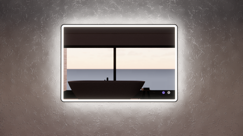 Riva Front Lit & Back Lit Led Mirror Rectangle Framed with Easy Hooks and Dimmer