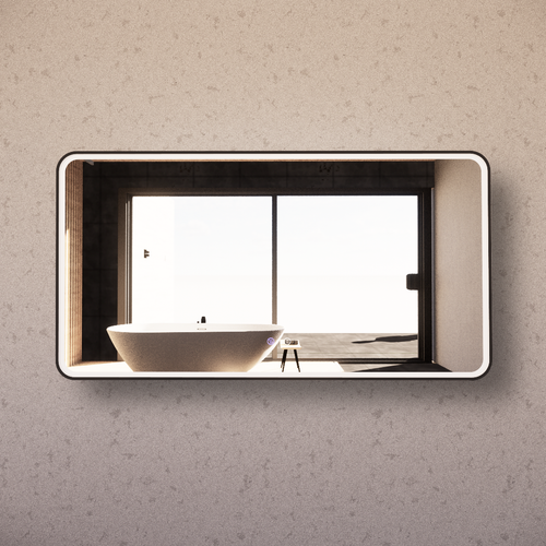 Riva Front Lit & Back Lit Led Mirror Rectangle Framed with Easy Hooks and Dimmer