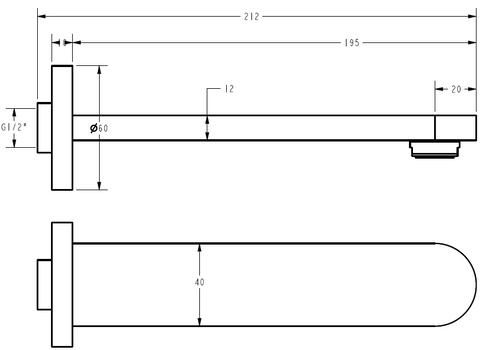 Sora Stainless Steel Shower Bath Wall Spout Brushed Stainless Steel