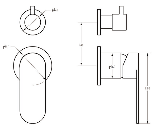 Sora Stainless Steel Shower Mixer Diverter - Brushed Stainless Steel