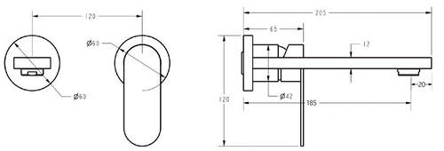 Sora Stainless Steel Wall Basin Mixer Separate Back Plate Brushed Gold 