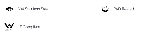 Linsol Gigi S3 304 Stainless Steel Bath Shower Wall Mixer with Divertor - Brushed Gold