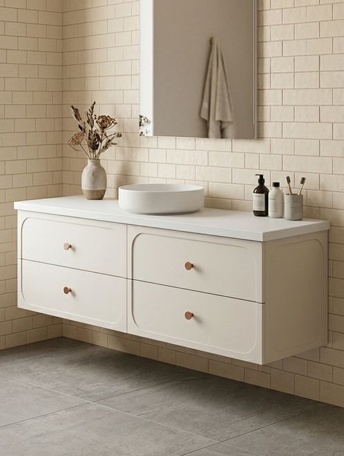 Marius Twin Hampton Shaker 1500 mm Wall Hung Vanity - Optional Stone Bench Top