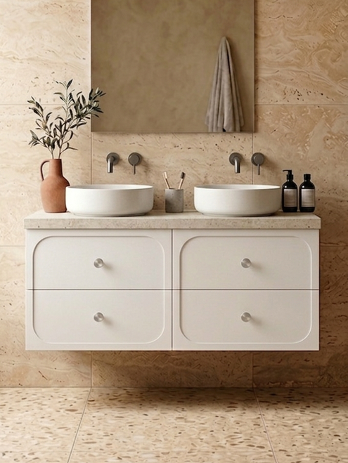 Marius Twin Hampton Shaker 1200 mm Wall Hung Vanity - Optional Stone Bench Top