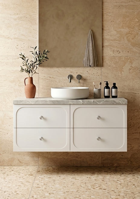 Marius Twin Hampton Shaker 1200 mm Wall Hung Vanity - Optional Stone Bench Top