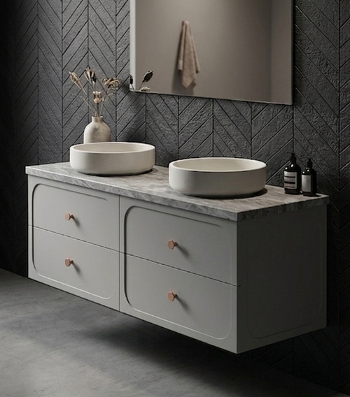 Marius Twin Hampton Shaker 1200 mm Wall Hung Vanity - Optional Stone Bench Top