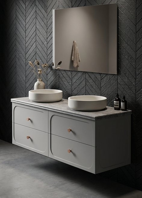 Marius Twin Hampton Shaker 1200 mm Wall Hung Vanity - Optional Stone Bench Top