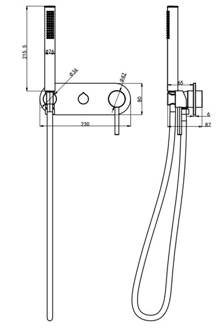 Linsol Gigi S3 304 Stainless Steel Wall Mixer with Hand Shower -Brushed Nickel