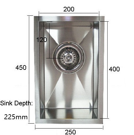 Normandy Cube Single Bowl Sink Undermount or Drop in with Round Corner 250x450x225mm