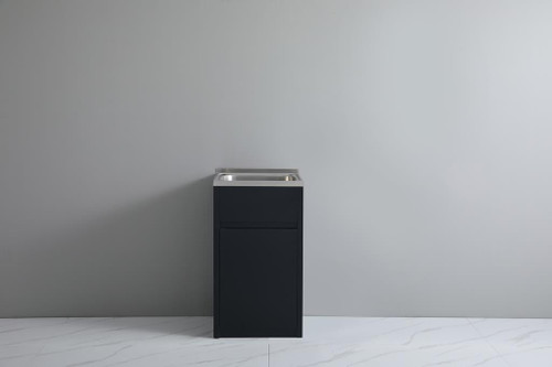 35Litres PVC Matt Black Laundry Tub Cabinet 454*555*890mm (304 Stainless Steel Sink + Cabinet)   