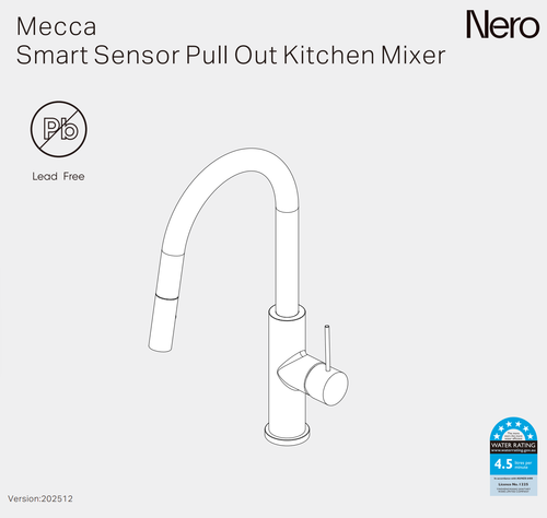 Mecca Smart Sensor Pull Out Kitchen Mixer Matt White