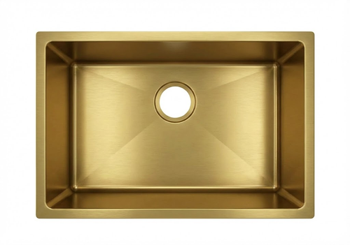 Normandy Matte Brushed Gold Cube Single Bowl Sink - Undermount or Drop in - 590mm