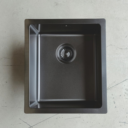 Cube Square Single Sink with Round Corner gun metal 390*450*225
