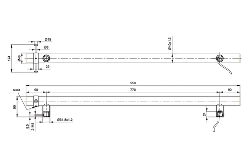 Linsol Allegra 12V Round Bar Vertical Heated Towel Rail with T-Bar -Matt Black  