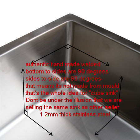 Cube Square Round Corner Large Bowl sink with Drainer --undermount or drop in   960*450*225mm