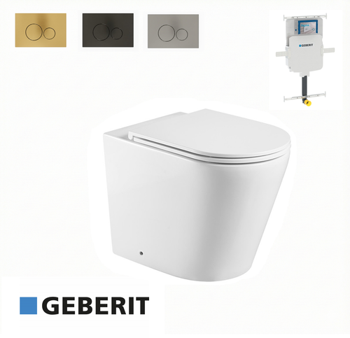 Jessen Quiet Swirl Flush Wall Faced Pan with Geberit Sigma Inwall Cistern (Rimless + Tornado)