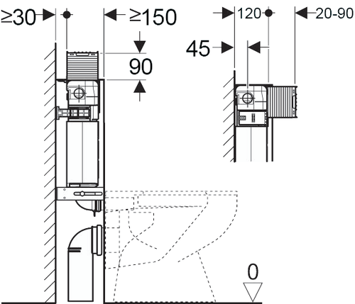 Jessen Quiet Swirl Flush Wall Faced Pan with Geberit Alpha Inwall Cistern (Rimless + Tornado)