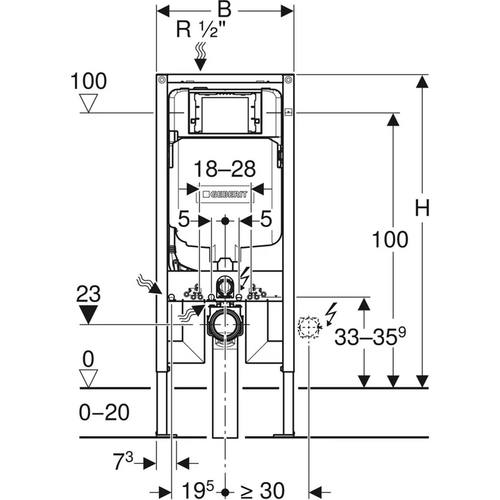 Berlin 66 Wall Hung Pan With Sigma8 Duofix Inwall Cistern - Rimless Tornado