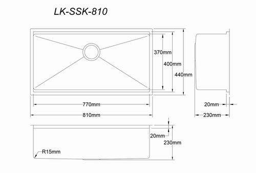 Kliff Hand Made PVD Stainless Steel Sinks Brushed Bronze - 810 X 440