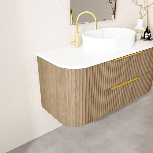 Shore Wall Hung Curve Vanity Polytec Finish, Bench Top & Basin - Two Height Option