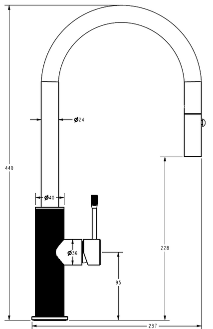 IKON Linie Fluted  Pull Out Sink Mixer Gun Metal 