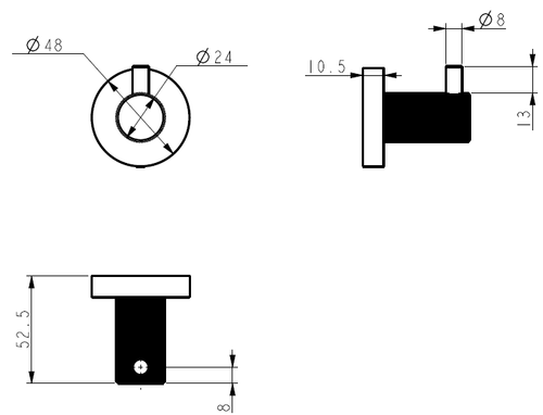 Ikon Linie Fluted Robe Hook Matt Black