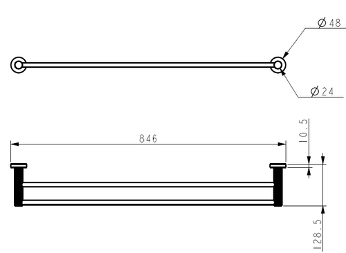 Ikon Linie Fluted Double Towel Rail 800mm Gun Metal