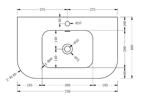 Curve Edge Matte White Solid Surface Top