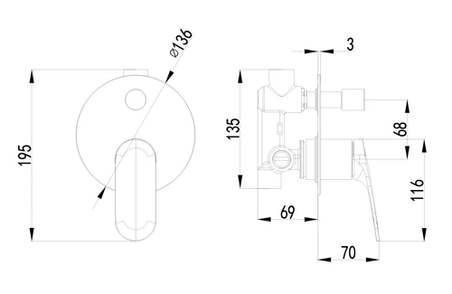 Sulu II Wall Basin/Bath Diverter Mixer Matte Black