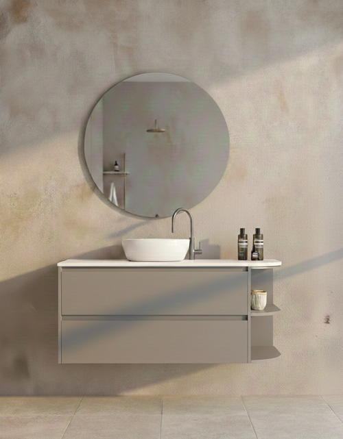 Skye Wall Hung Vanity with Open Shelf, Bench Top & Basin - 900mm