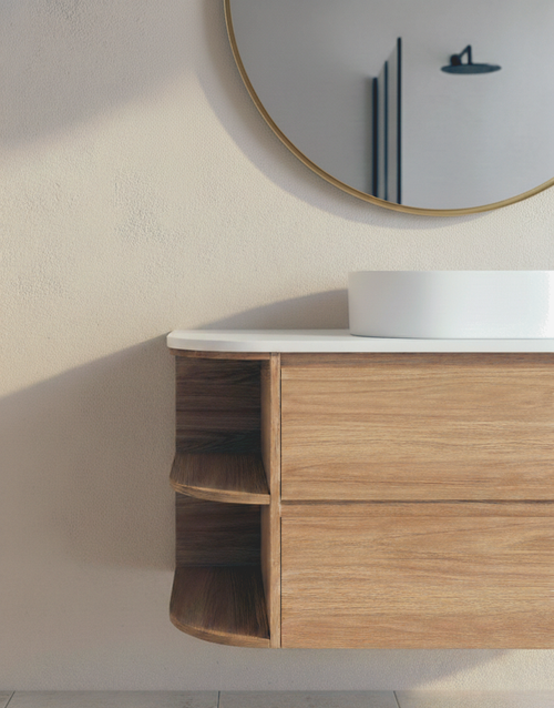 Skye Wall Hung Vanity with Open Shelf, Bench Top & Basin - 1000mm