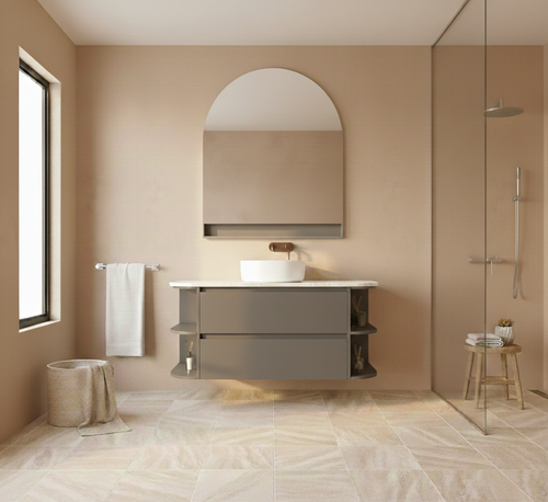 Skye Wall Hung Vanity with Open Shelf, Bench Top & Basin - 1500mm