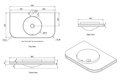 Havana Fluted 900mm Sable Walnut Wall Hung Curve Vanity