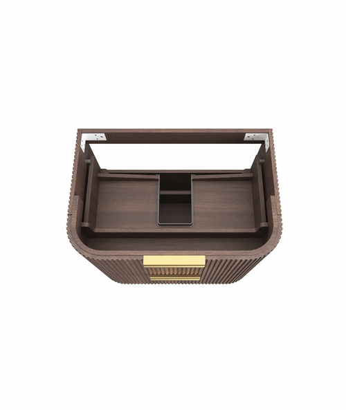 Havana Fluted 750mm Sable Walnut Wall Hung Curve Vanity