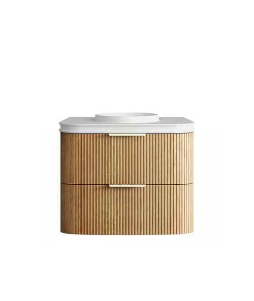 Havana Fluted 750mm Sable Walnut Wall Hung Curve Vanity