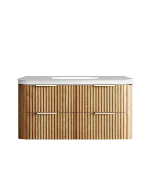 Havana Fluted 1200mm Sable Walnut Wall Hung Curve Vanity