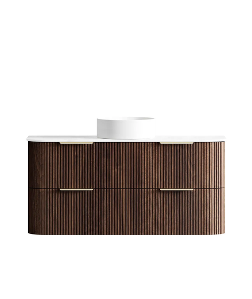 Havana Fluted 1200mm Sable Walnut Wall Hung Curve Vanity